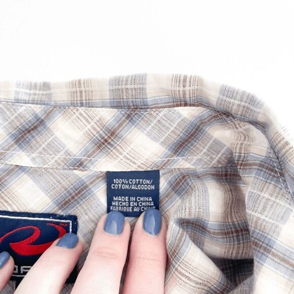 Roper Men's Western Snap Up Shirt Casual Plaid Blue Large - Picture 5 of 9